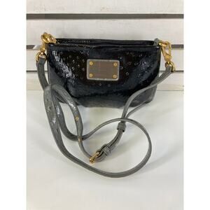 MARC JACOBS SMALL BLACK, GRAY EMBOSSED OSTRICH CROSSBODY BAG